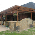 Patio Pergola Anchored to Stone Bar